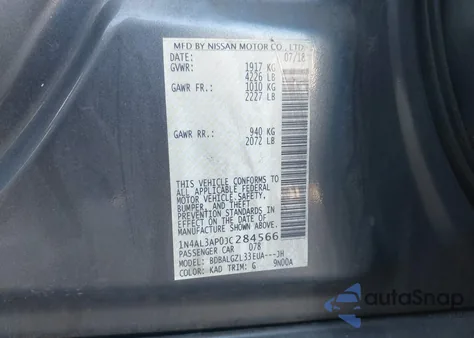 2018 Nissan Altima 2.5 S from USA, damaged, VIN 1N4AL3AP0JC284566